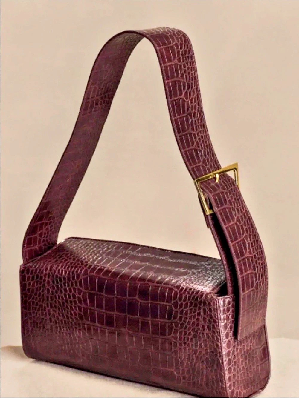 Meshki Maria Faux Leather Crocodile Shoulder Bag Brown - Picture 2 of 5